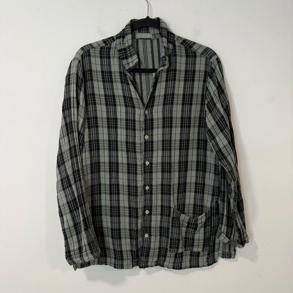 CP Shades Shirt Button Down 100% Cotton Blue Green Medium Lagenlook - Picture 1 of 10